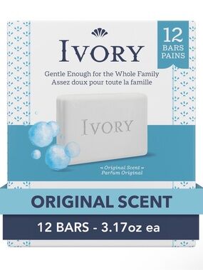 Ivory Gentle Bar Soap, Original Scent 3.17 oz, 12 Count Family Pack